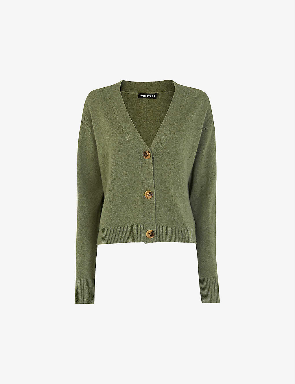 Whistles Womens Green V-neck Long-sleeve Cashmere Cardigan Xs