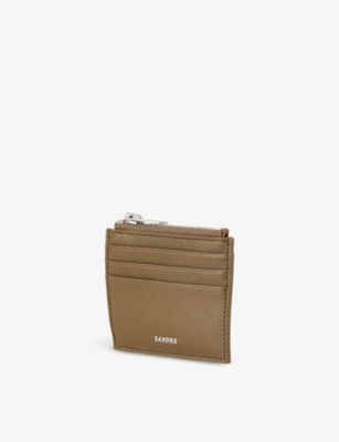 Shop Sandro Men's Verts Logo-embossed Zipped Leather Card Holder