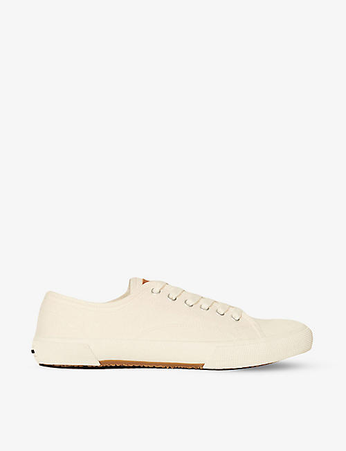 SANDRO: Logo-patch canvas low-top trainers