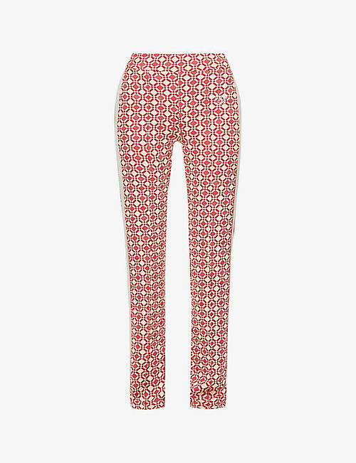 WALES BONNER: Power graphic-print straight-leg high-rise stretch-knit trousers