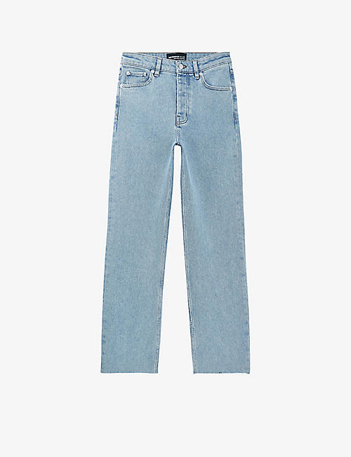 THE KOOPLES: Cropped raw-hem slim-fit stretch-denim jeans