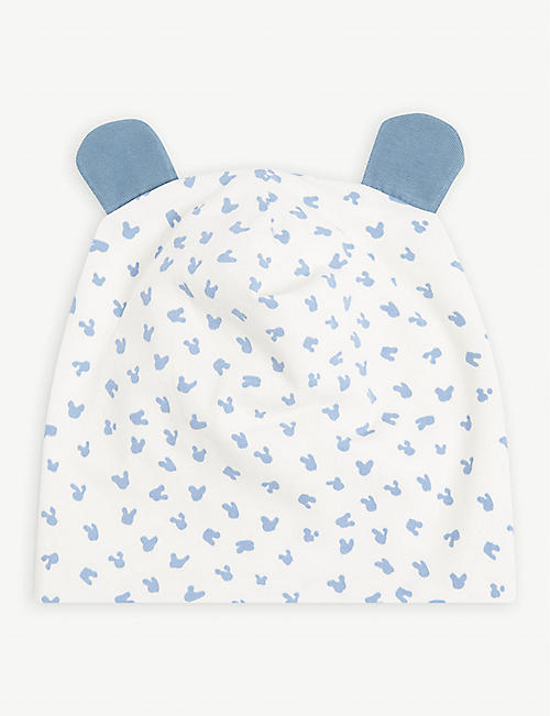 BONNIE MOB: Knitted stretch-cotton hat with ears 0-12 months