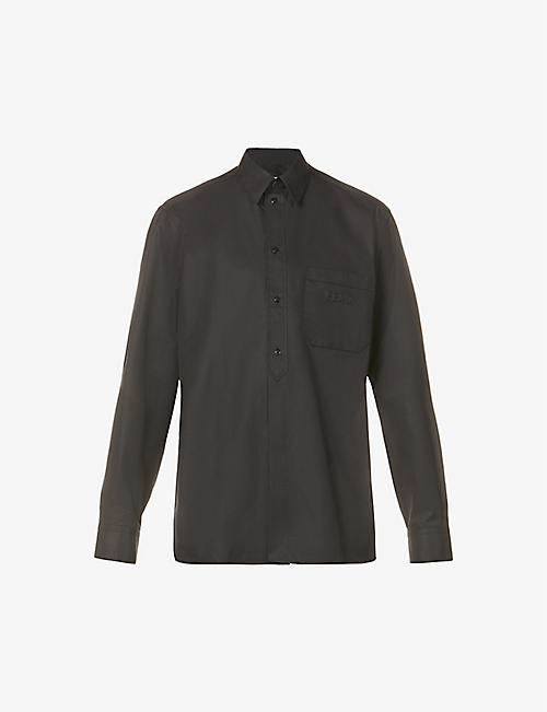 FENDI: Brand-embossed regular-fit cotton-poplin shirt