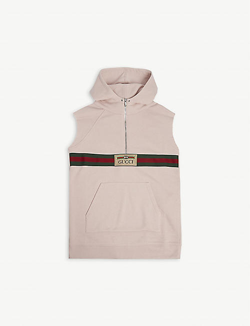 GUCCI: Gucci tape-embellished hooded cotton dress 8-12 years