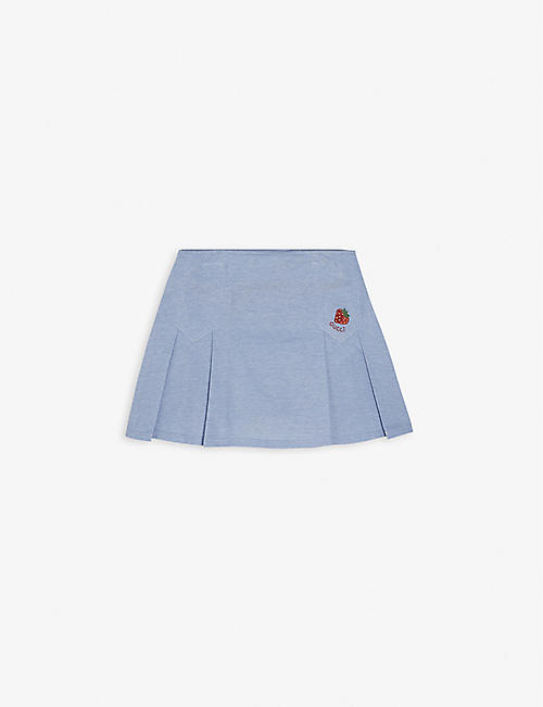 GUCCI: Strawberry-embroidered cotton skirt 8-12 years