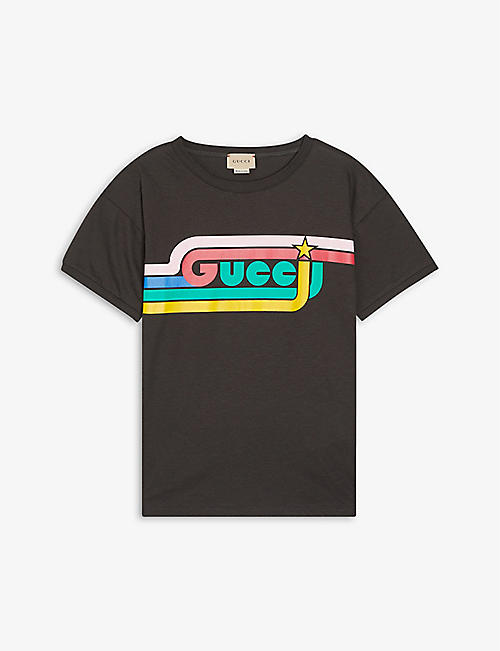 GUCCI: Logo short-sleeved cotton T-shirt 6-12 years