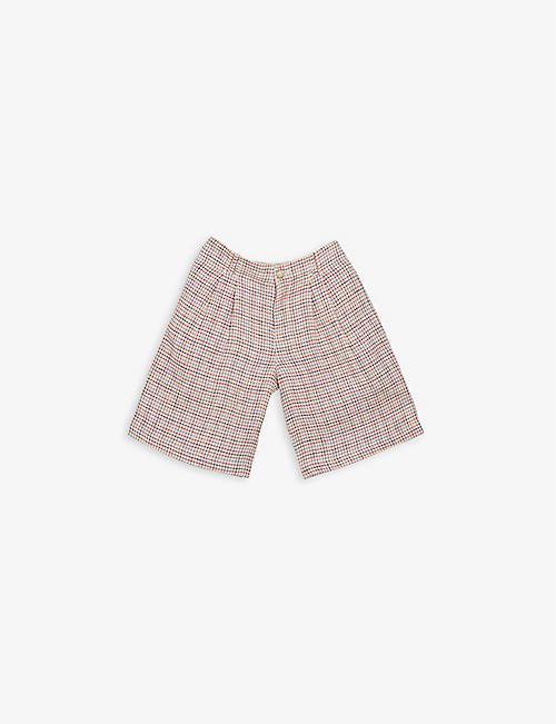 GUCCI: Checked mid-rise linen shorts 4-12 years