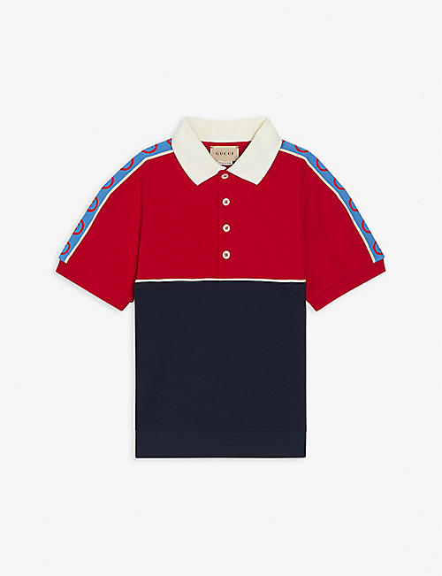 GUCCI: Logo-embroidered short-sleeve stretch-cotton polo shirt 4-12 years
