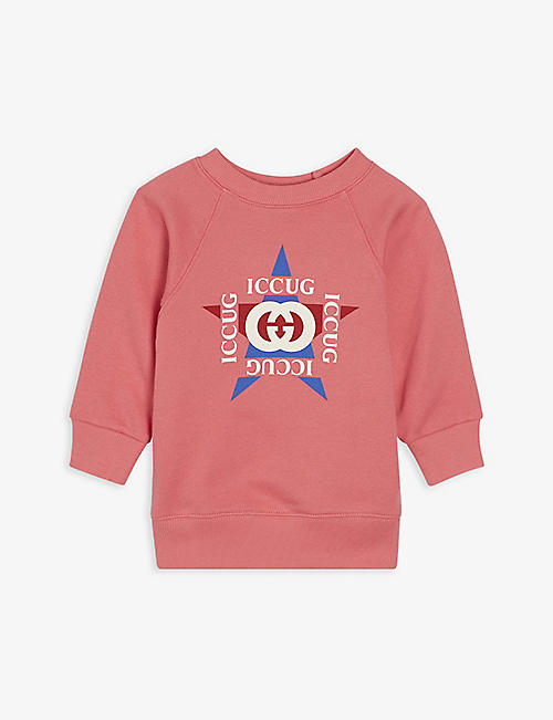 GUCCI: Star logo-print cotton sweatshirt 6-36 months