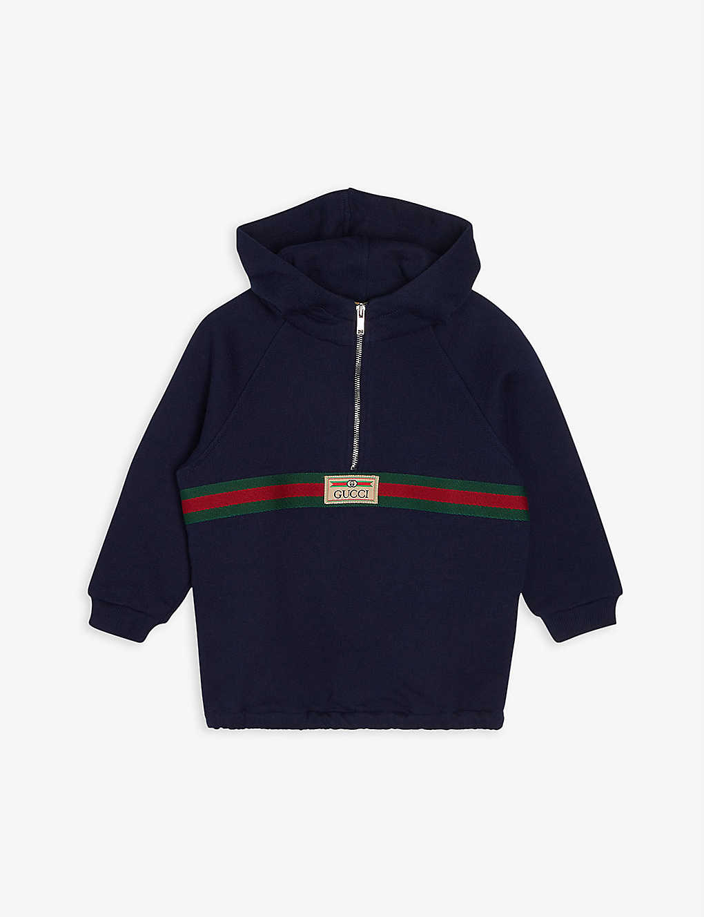 Gucci Babies' Web-stripe Cotton Hoody 9-36 Months In Navy