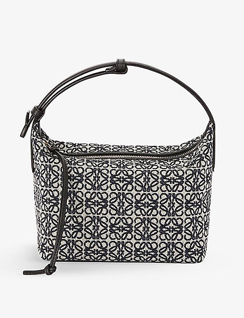 LOEWE: Cubi small leather and canvas shoulder bag