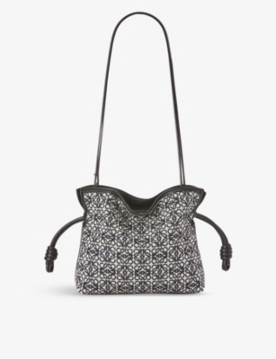 LOEWE Flamenco mini jacquard and leather clutch bag