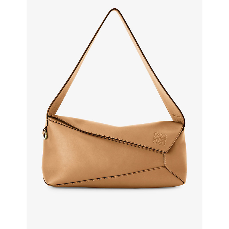 Loewe Puzzle Small Leather Hobo Bag In Warm Desert