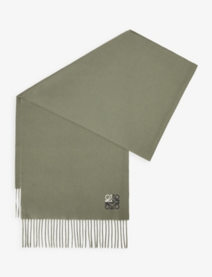 LOEWE ANAGRAM-EMBROIDERED CASHMERE SCARF