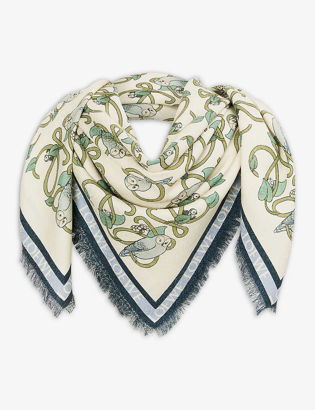 Herbarium floral-print cotton, wool and silk-blend scarf(9454684)