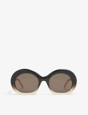 Shop Loewe Women's Gradient Black/beige G832270x06 Half Moon-framed Acetate Sunglasses