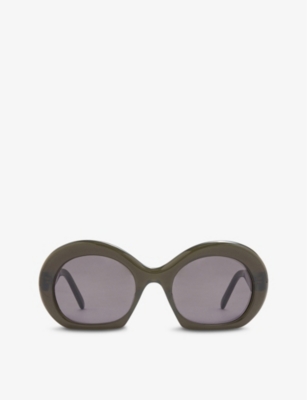 Loewe G832270x06 Half Moon-framed Acetate Sunglasses In Khaki Green