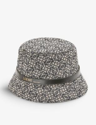 LOEWE: Leather-trim jacquard-canvas bucket hat