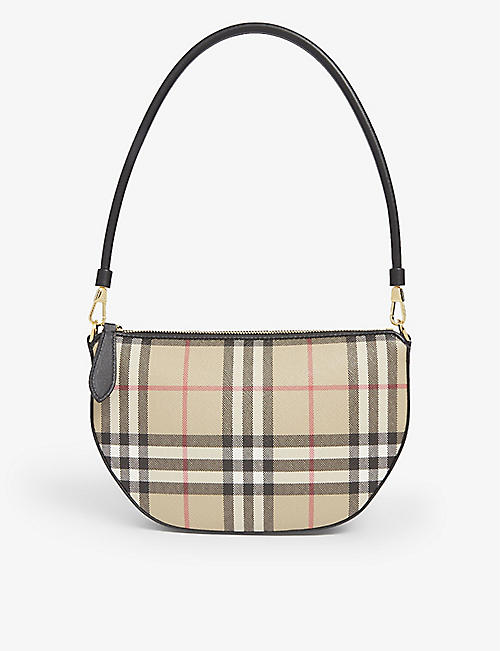 BURBERRY: Olympia checked canvas shoulder bag