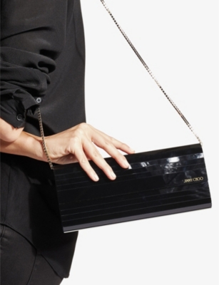 Jimmy Choo Womens Sweetie Shell Clutch Bag Black In Black