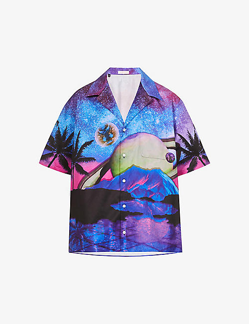 VALENTINO: Abstract-print relaxed-fit cotton-jersey shirt