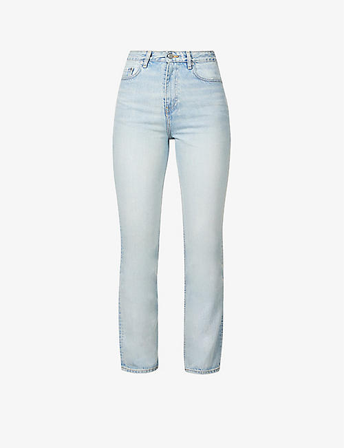 GANNI: Wide-leg high-rise organic-cotton jeans