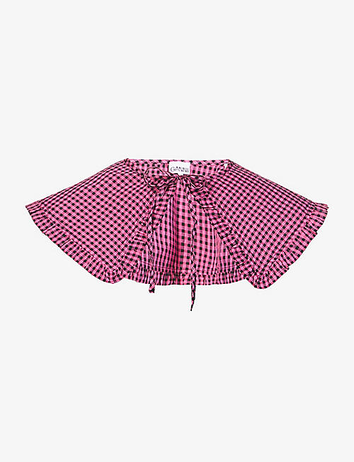 GANNI: Checked frilled woven collar