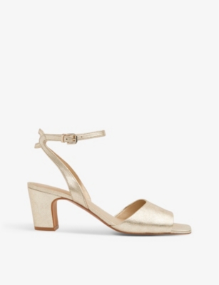 Whistles Emerson Heeled Metallic Leather Sandals In Gold