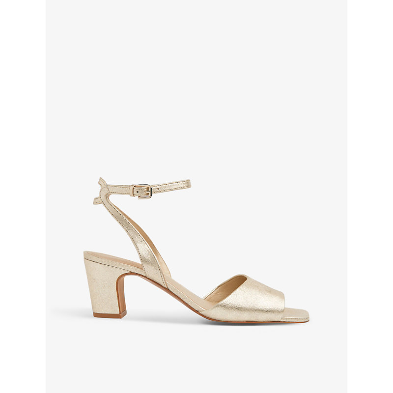 Whistles Emerson Heeled Metallic Leather Sandals In Gold
