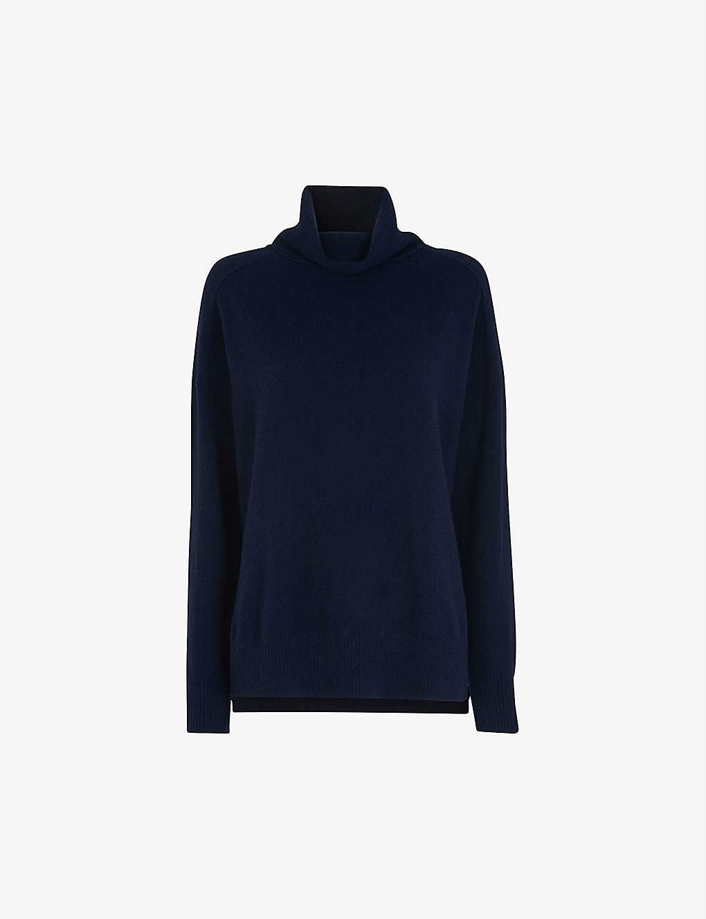 Whistles Womens Navy Roll-neck Cashmere Jumper