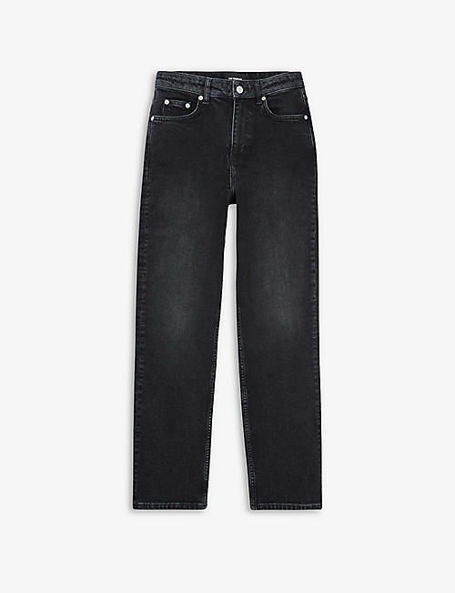 THE KOOPLES: Cropped straight-leg high-rise stretch-denim jeans
