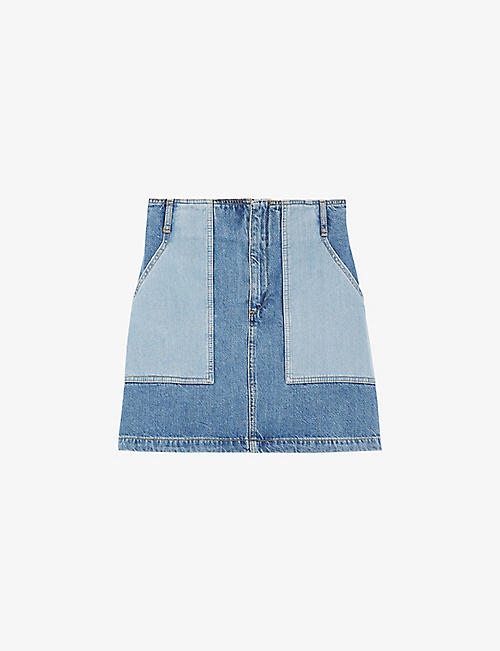 THE KOOPLES: Patchwork pocket denim mini skirt