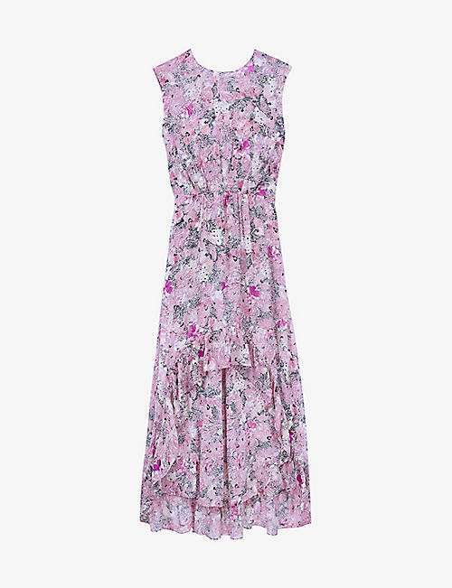 THE KOOPLES: Asymmetric floral-print crepe dress