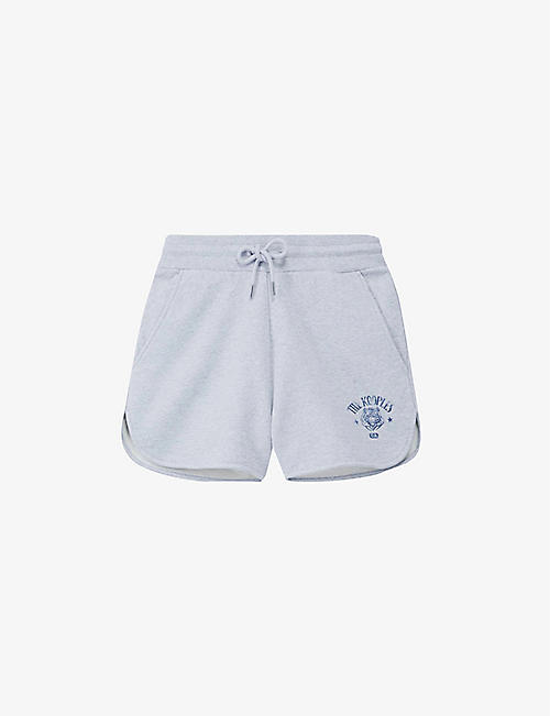 THE KOOPLES: Branded tiger-print cotton-fleece shorts