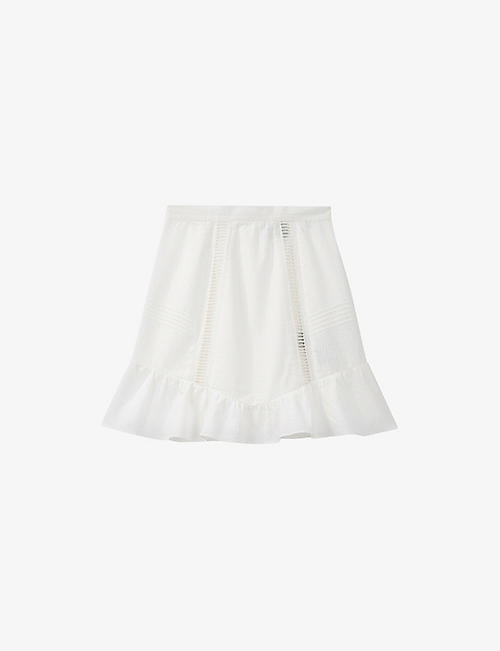 THE KOOPLES: Briderie-anglaise embroidered cotton mini skirt