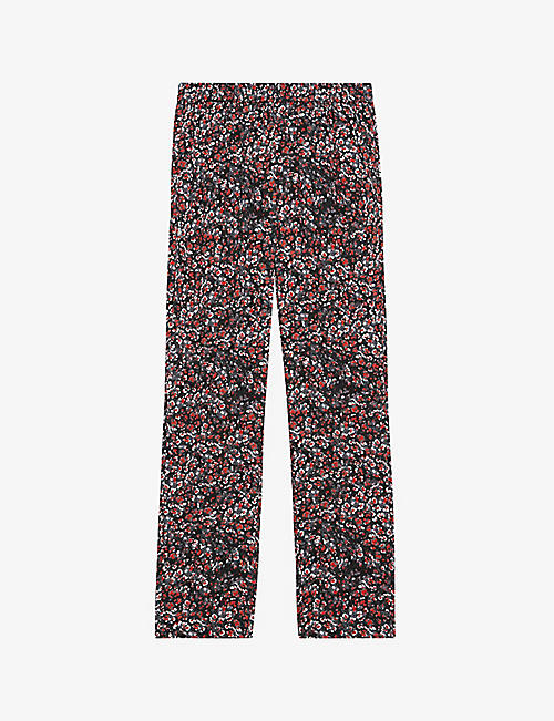 THE KOOPLES: Floral-print straight-leg high-rise woven trousers