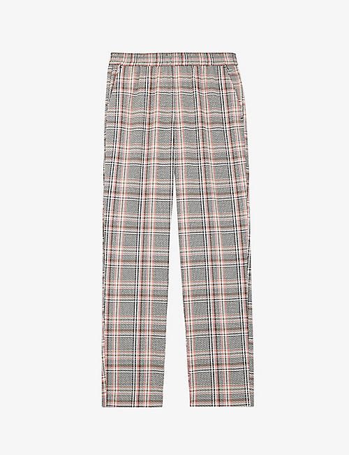 THE KOOPLES: High-rise check stretch-woven trousers
