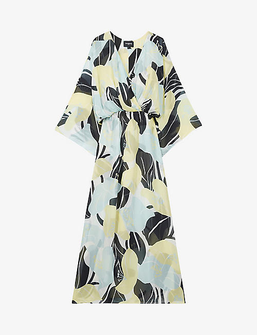 THE KOOPLES: Wrap-front floral-print chiffon midi dress