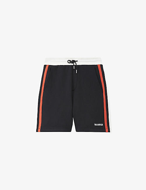 THE KOOPLES: Side-stripe logo-print fleece shorts
