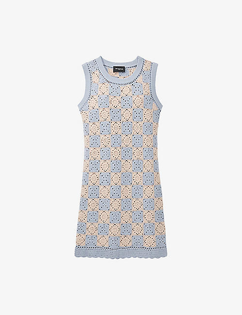 THE KOOPLES: Checkerboard regular-fit cotton-knit mini dress