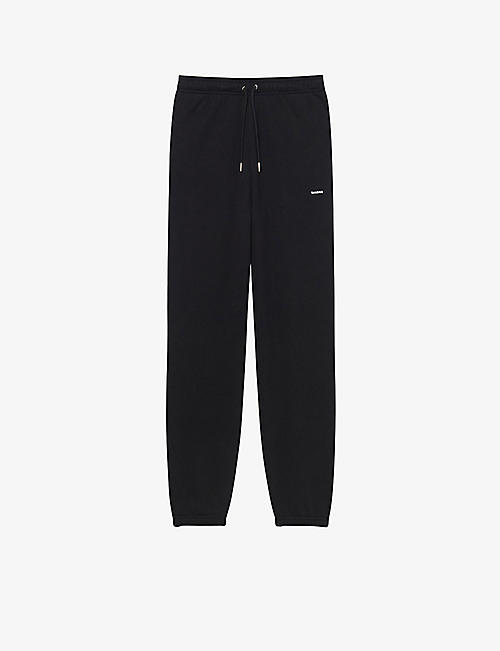 SANDRO: Logo-embroidered cotton-jersey jogging bottoms