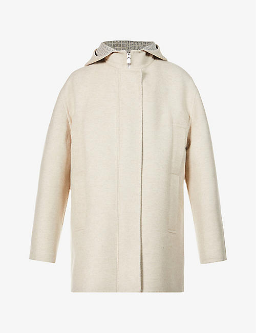GIVENCHY: Hooded loose-fit wool, cashmere and silk-blend coat