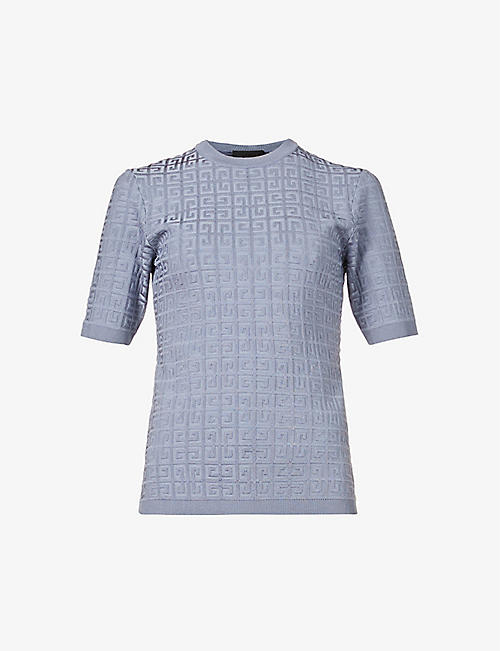 GIVENCHY: Monogram-pattern stretch-knit T-shirt