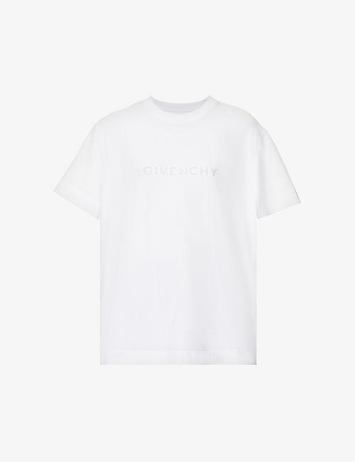 GIVENCHY: Logo-embroidered round-neck cotton-jersey T-shirt