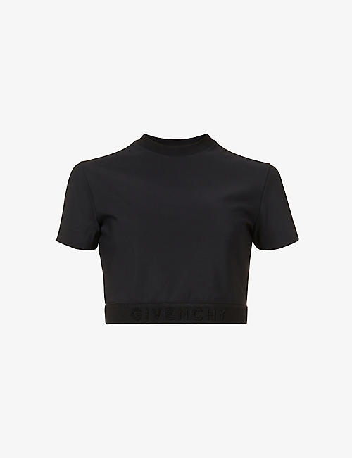 GIVENCHY: Cropped stretch-jersey T-shirt