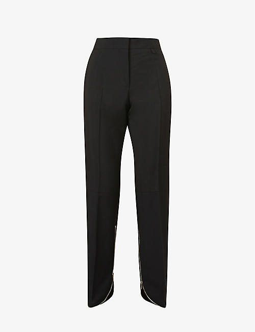 GIVENCHY: Zip-detail straight-leg mid-rise wool and mohair-blend trousers
