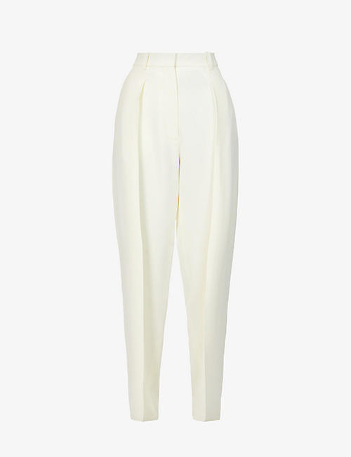 VICTORIA BECKHAM: Pleated wide-leg high-rise crepe trousers