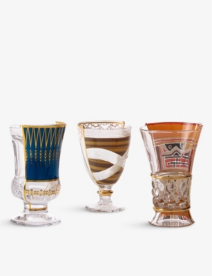 SELETTI: Hybrid Pannotia printed cocktail glasses set of three