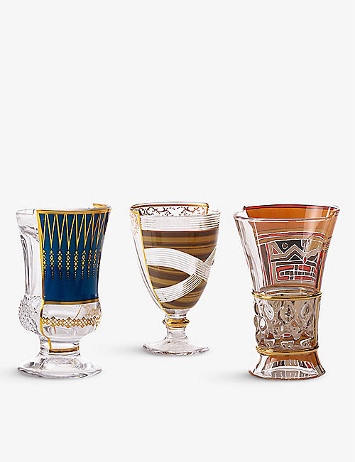 SELETTI: Hybrid Pannotia printed cocktail glasses set of three