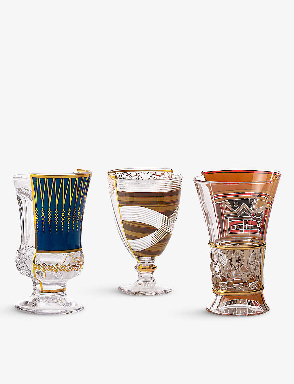 Seletti Hybrid Pannotia Printed Cocktail Glasses Set Of Three